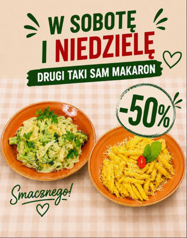 1 Aldente Bistro Krakow promocja na drugi ten sam makaron w sobote i niedziele