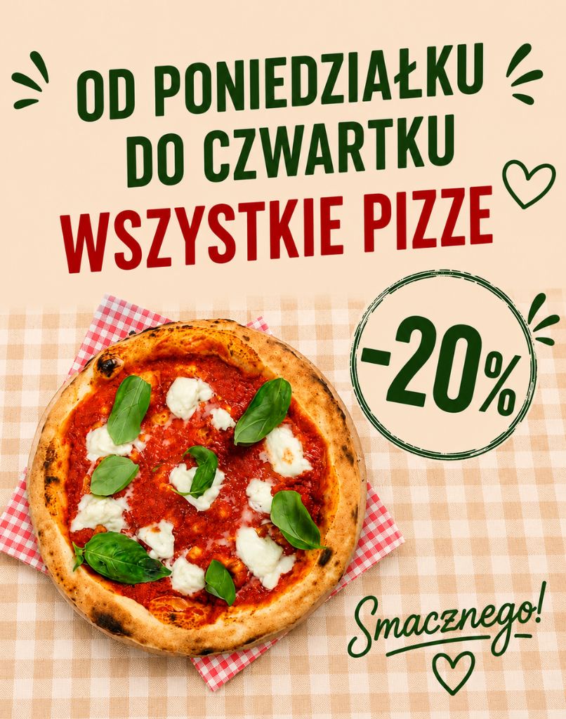 2 Aldente Bistro Krakow promocja Happy Hours na wszystkie pizze od poniedzialku do czwartku