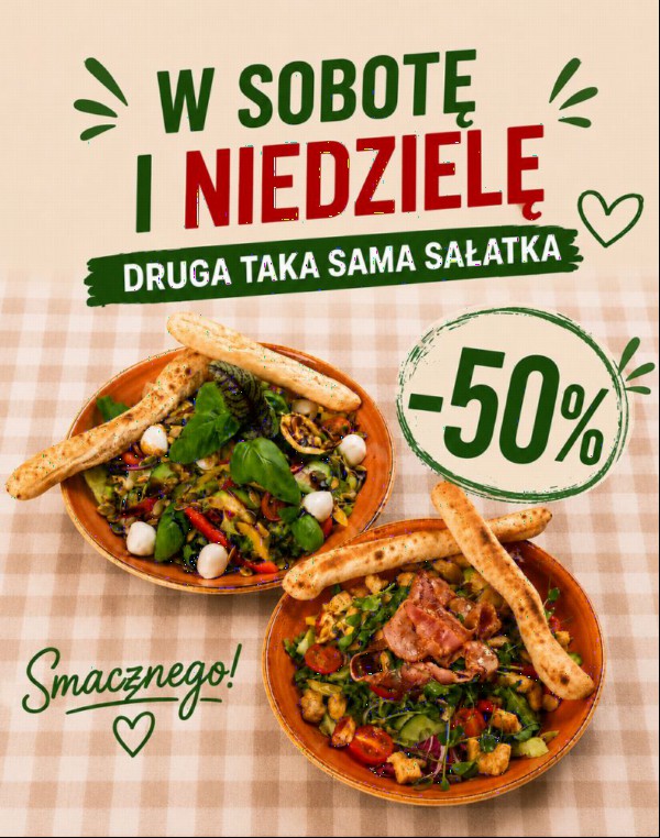 3 Aldente Bistro Krakow promocja na druga salatke w sobote i niedziele